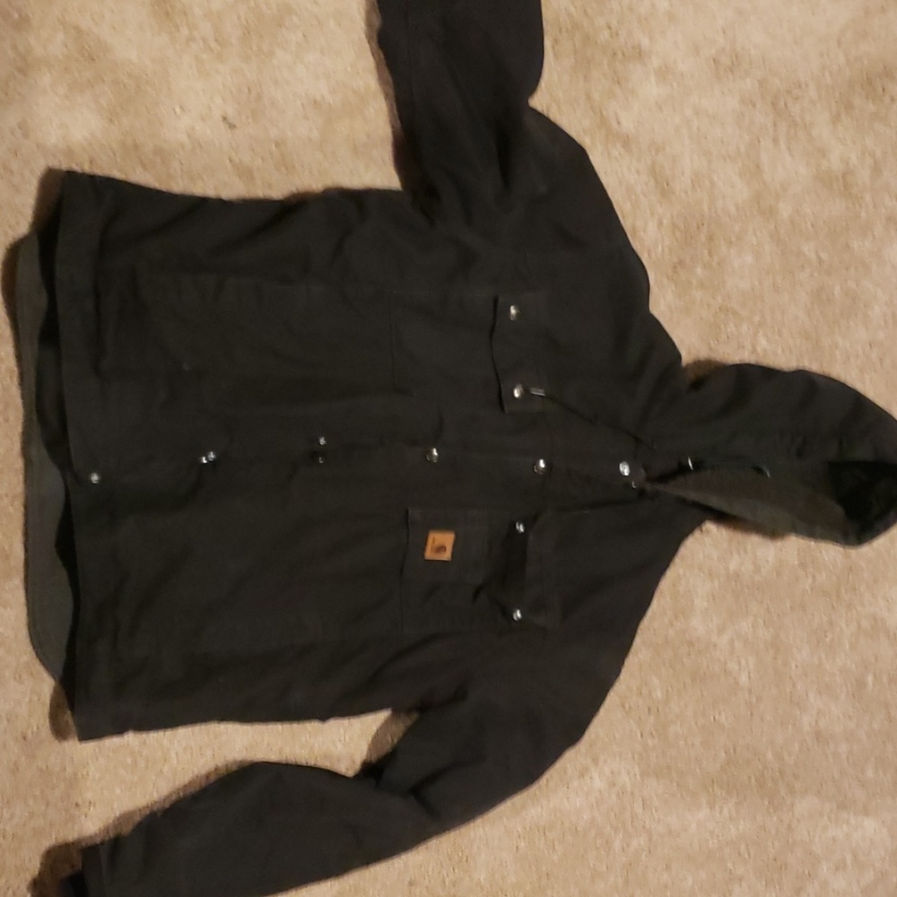 Carhartt black buttom up sherpa lined hoodie